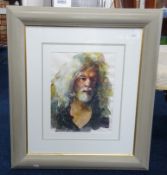 Robert Lenkiewicz (1941-2002) watercolour 'Self Portrait', signed to the image, framed and glazed,