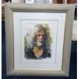 Robert Lenkiewicz (1941-2002) watercolour 'Self Portrait', signed to the image, framed and glazed,