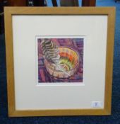Rita Smith, two watercolours, 'Amber plate and carnival glass bowl' and 'Amber carnival glass bowl',