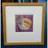 Rita Smith, two watercolours, 'Amber plate and carnival glass bowl' and 'Amber carnival glass bowl',