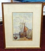 William Walter May (1831-1936), watercolour, harbour scene, signed and dated '56, 25cm x 16.50cm,