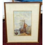 William Walter May (1831-1936), watercolour, harbour scene, signed and dated '56, 25cm x 16.50cm,