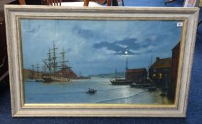Les Spence (b1934-) oil 'Cornish Harbour', signed, 53cm x 92cm, framed and glazed.