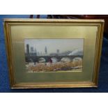 A early 20th century watercolour, not signed, view of River Thames, London? 19cm x