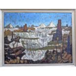 Douglas M Rawlings (1921 2003) oil on board 'Landscape of the China Clay open mining works near St