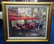 Leonard Wren, limited edition embellished giclee 'Café au provenance', framed, 61cm x 50cm.