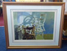 Robert Lenkiewicz (1941-2002) 'Project 7 still lives chairs', signed limited edition silk screen