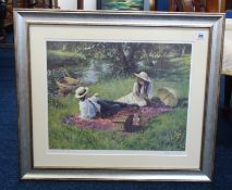 Sherree Valentine Daines, signed Artist Proof print 'Summer Lake' framed, 38cm x 55cm.