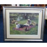 Sherree Valentine Daines, signed Artist Proof print 'Summer Lake' framed, 38cm x 55cm.