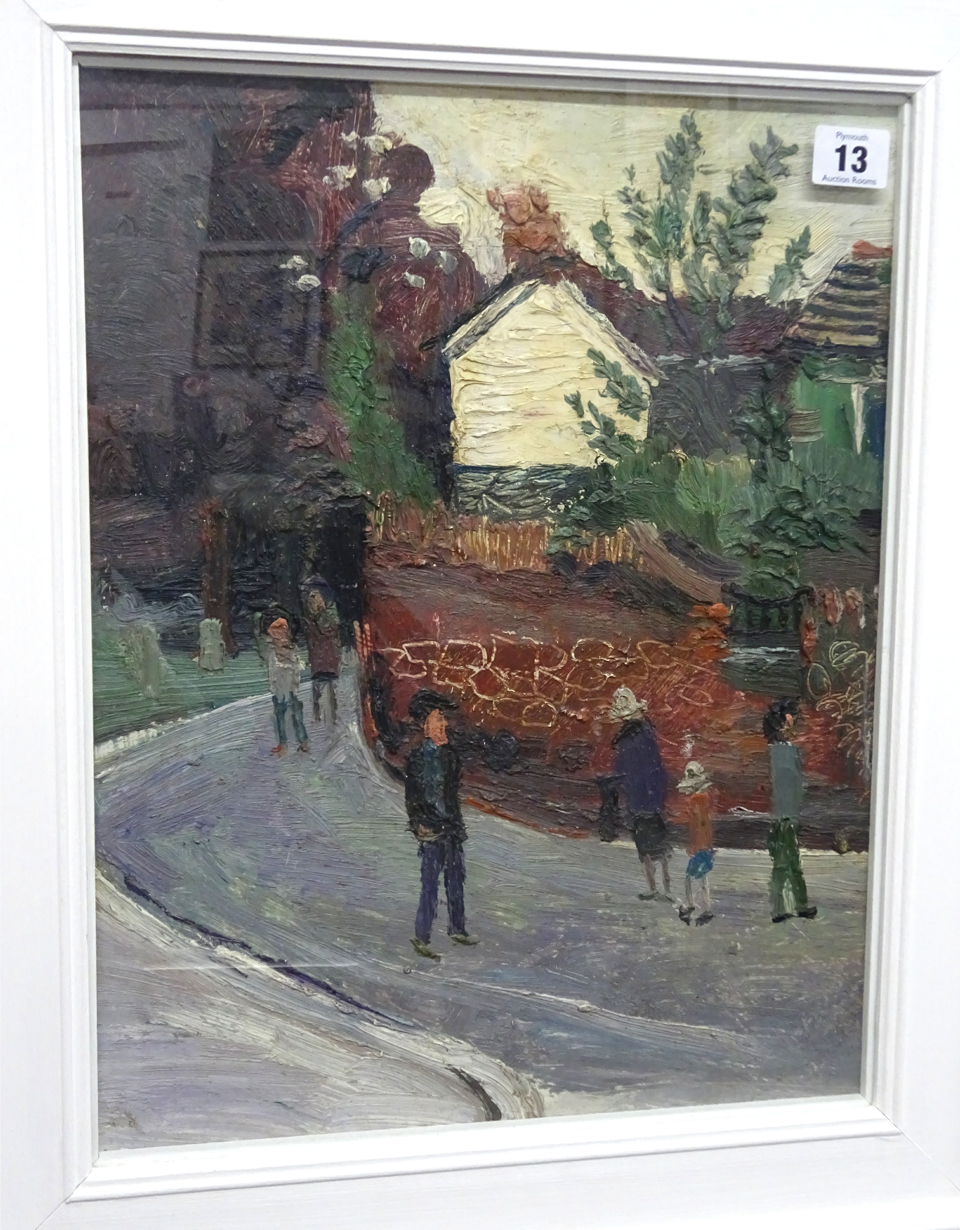 Fred Yates (1922-2008), oil on board 'The White House', with paper label verso 'Thompson Gallery, - Image 4 of 4