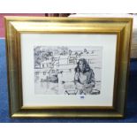 Robert Lenkiewicz, early biro drawing 'Mouse in Gunnislake', 24cm x 33cm, framed and glazed.