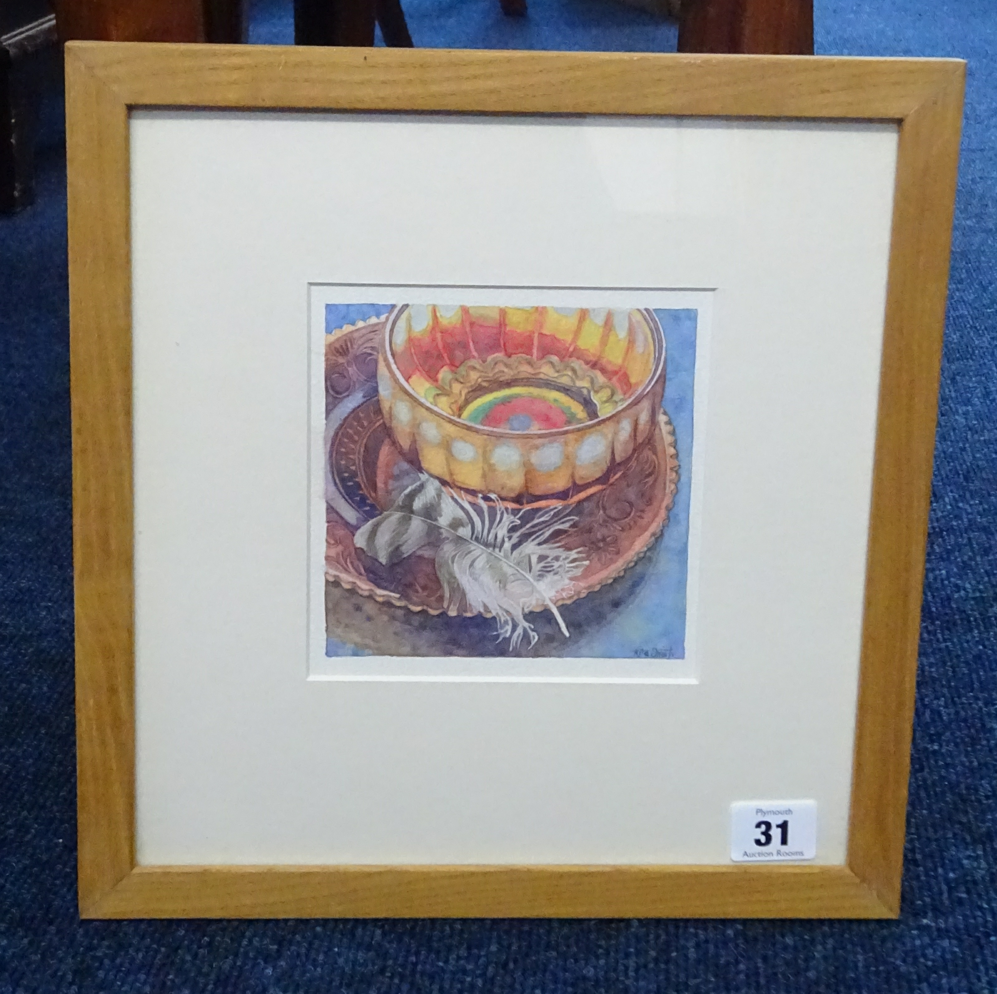 Rita Smith, two watercolours, 'Amber plate and carnival glass bowl' and 'Amber carnival glass bowl', - Image 2 of 2