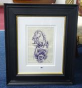 Wolfe Lenkiewicz, biro drawing, signed in pencil, inscribed 'Wolfe Lenkiewicz son of Robert O', 28c