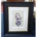 Wolfe Lenkiewicz, biro drawing, signed in pencil, inscribed 'Wolfe Lenkiewicz son of Robert O', 28c