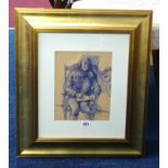 Robert Lenkiewicz, early biro drawing of mouse, 24cm x 19cm, framed and glazed.