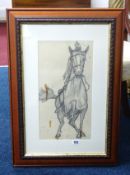 Robert Lenkiewicz, early pencil sketch, horse study, 43cm x 22cm, framed and glazed.