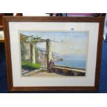 Neapolitan school, watercolour 'Naples' indistinctly signed F. Chelhumme?, 34cm x 50cm, framed and