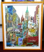 A pair of contemporary paintings of New York, signed 'Pierre', 88cm x 73cm
