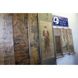 An interesting collection of various Chinese long scroll paintings/prints, various sizes, the