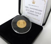 Jubilee Mint, QEII, proof, gold sovereign, 1989, 500th anniversary of the sovereign.