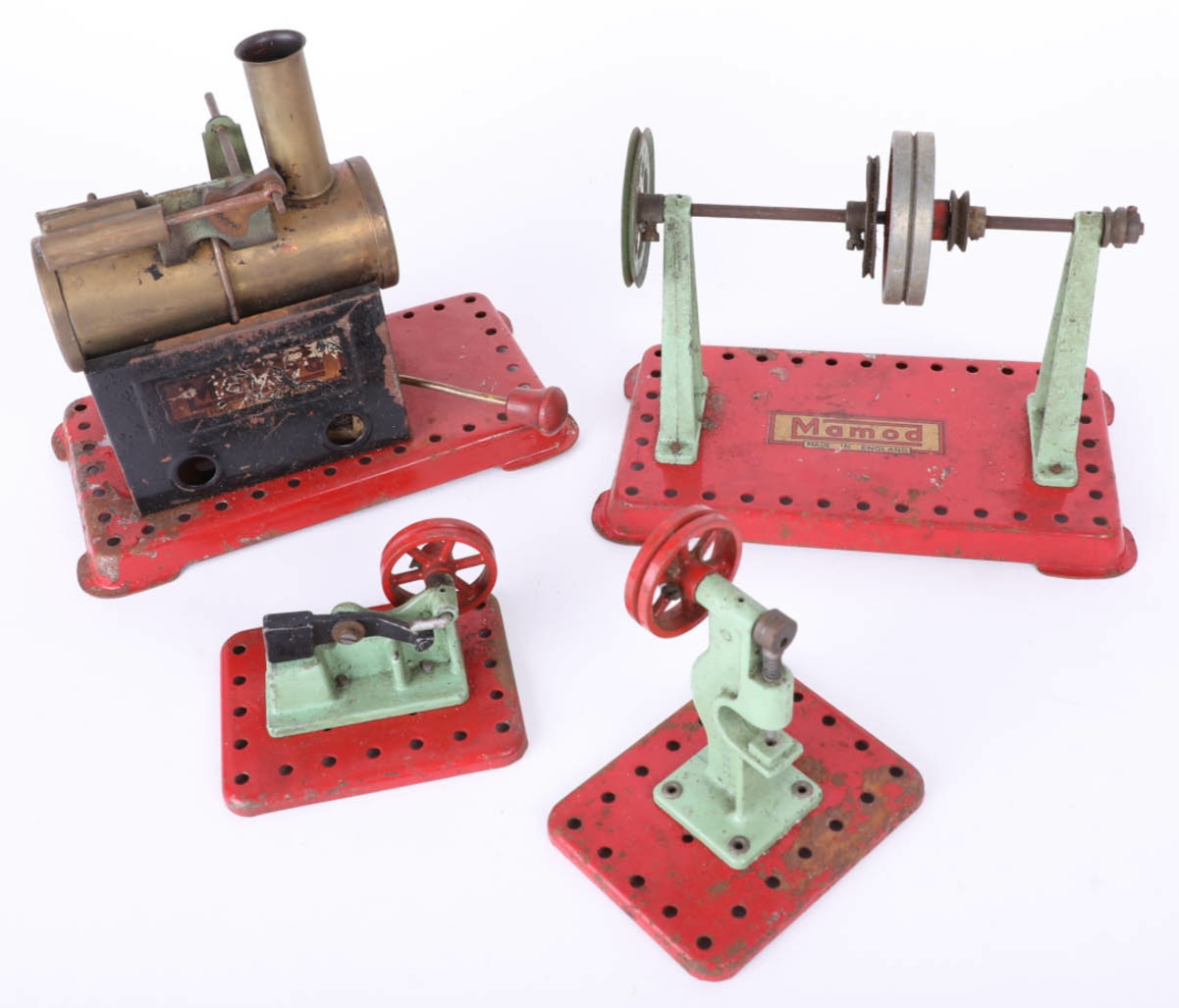 Mamod, stationary engine and three other parts.