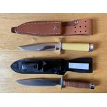 Blackjack Knife, with a white micarta handle, and a blade length of 17.5 cm, SOG Agent knife, with a