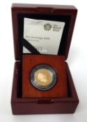 Royal Mint, QEII, proof, gold sovereign, 2018 boxed.