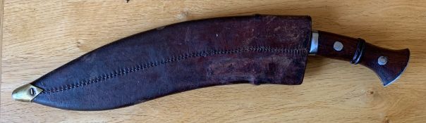WW1 era Mark II Kukri (full tang), with inspector marks; the kukri has a blade length of 33cm, a