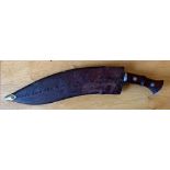 WW1 era Mark II Kukri (full tang), with inspector marks; the kukri has a blade length of 33cm, a