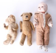 A Roddy doll and two teddy bears (3).