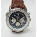 Rotary, a gents chronographed wristwatch, with leather strap, in working order.