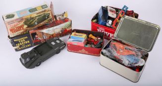 Collection of various play worn diecast models, Action Man accessories, Marx military vehicle and