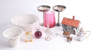 A large quantity of various ornaments, trinkets, and objects including anniversary clock (contents