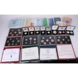 Large collection of Royal Mint proof coins circa 1980/90's mainly in presentation cases boxed and in