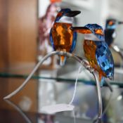 Swarovski Crystal, Paradise Birds, Kingfishers Blue Turquoise, boxed.
