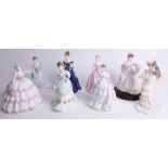 Eight modern porcelain figures including Coalport, Park Lane collection and Four Flowers