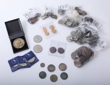 Collection of various general coins, old pennies, shillings, replica Roman coins etc.