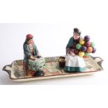Two Royal Doulton figures, 'The Old Balloon Seller' and 'Fortune Teller', and a Royal Doulton