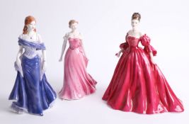 Three Royal Worcester figures, 'Midnight Encounter', 'Summer Ball', and 'Coronation Ball,