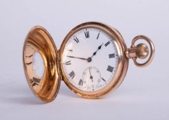 A Denison Moon gold plated half hunter pocket watch.