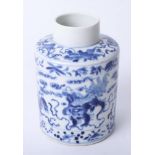 19th Century Chinese porcelain blue and white tea caddy four character marks underglaze, height 14.