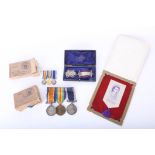 Group of medals, WWI trio awarded to M.3282G.B. Dawe E.R.ARN, WWII, and miniatures, a Royal Kings