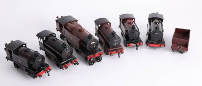 Six Hornby O gauge clockwork model trains including 'LMS 2270', 'British Railways 3 82011' and '
