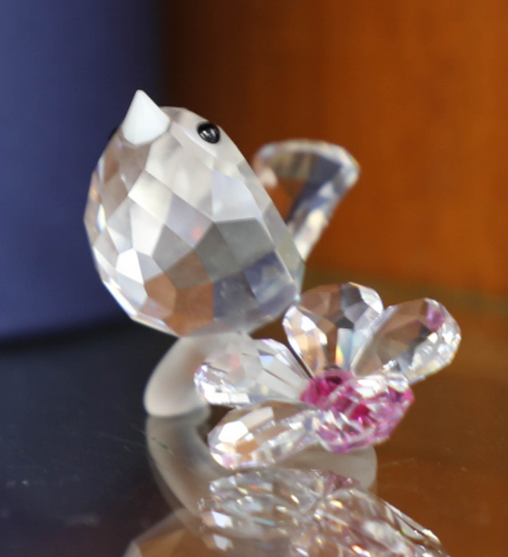 Swarovski Crysta,l Bird and flower, boxed.