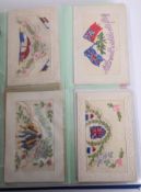 A well kept collection of First World War silk postcards and other postcards including greetings