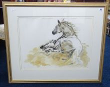 Jennifer Brereton, limited edition print, horse study, number 84/ 500, framed and glazed, 43cm x