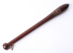 A Georgian mahogany torpedo truncheon, length 48cm.