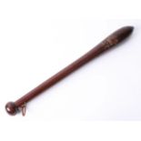 A Georgian mahogany torpedo truncheon, length 48cm.