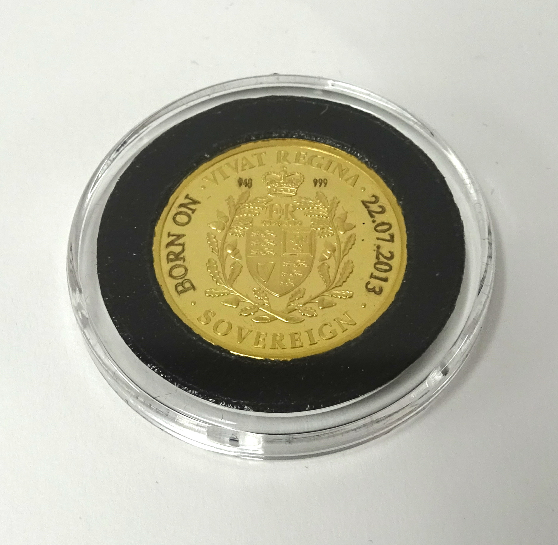 Royal Mint, QEII, proof, gold sovereign, 2013, Commemorating the birth of Prince George of Cambridge - Image 2 of 2