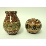 Two Jean Gerbino for Vallauris pottery vases, circa 1950 with a marbled mosaic design.`321`.